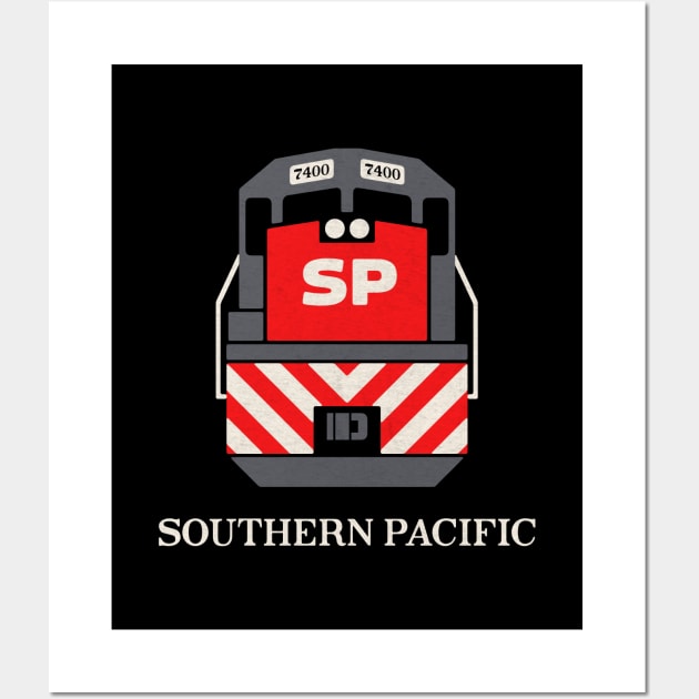 Southern Pacific Railroad Train Engine T-Shirt Wall Art by Turboglyde